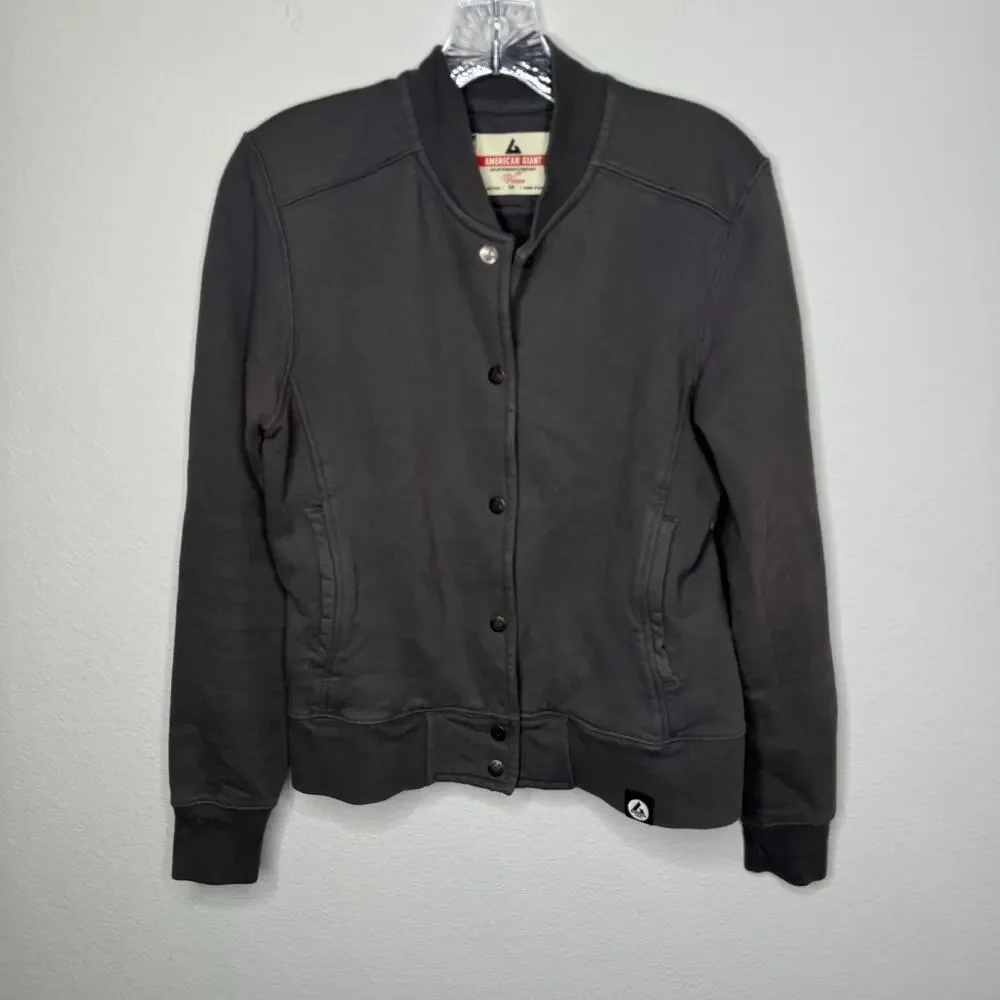 American Giant Women’s Full Button Jacket Gray Size‎ M 100% Cotton Made in USA